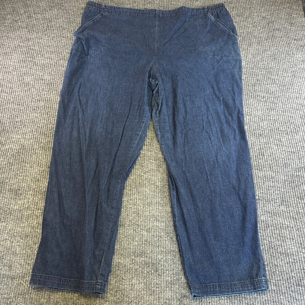 Karen Scott Woman Blue Elastic Waist Pull On Denim Straight Leg Pants 22W 1218